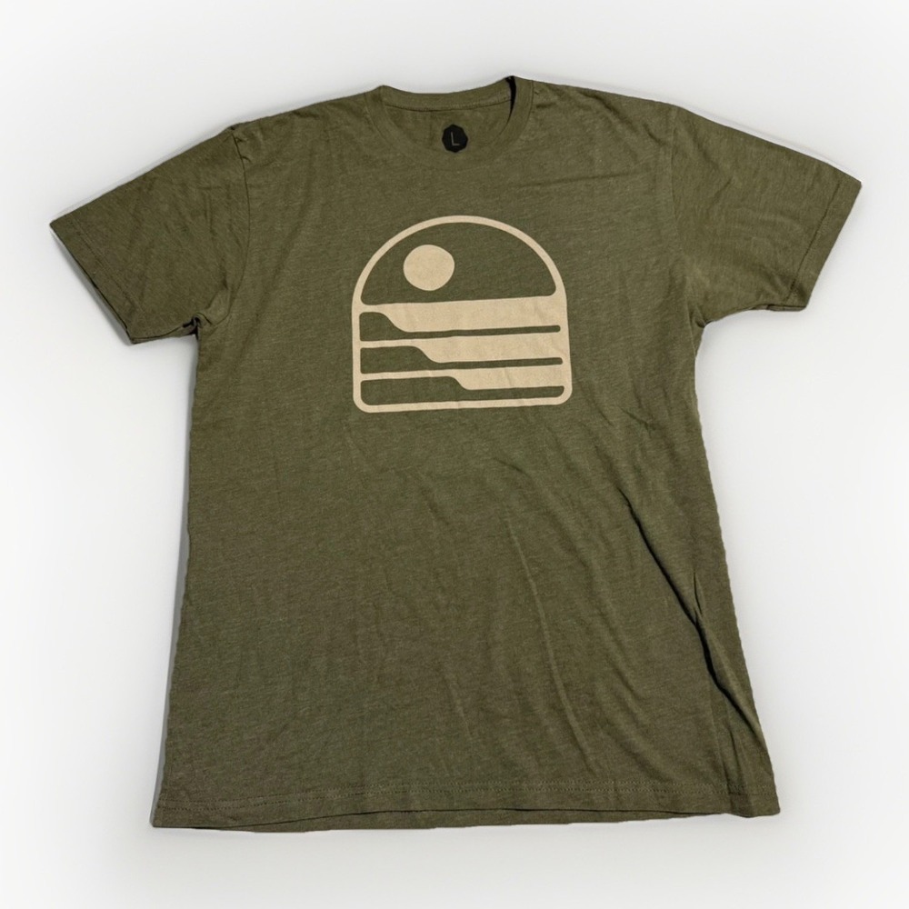 Wohven Graphic T-Shirt Mens Large Olive Green Minimalist Arch Moon Nature Tee
